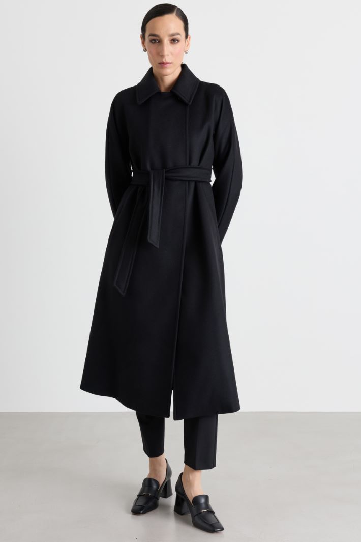 Cappotto lungo in drap - NERO - Intrend - 2