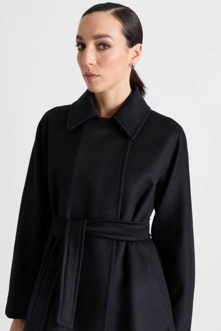 Cappotto lungo in drap - NERO - Intrend - 3