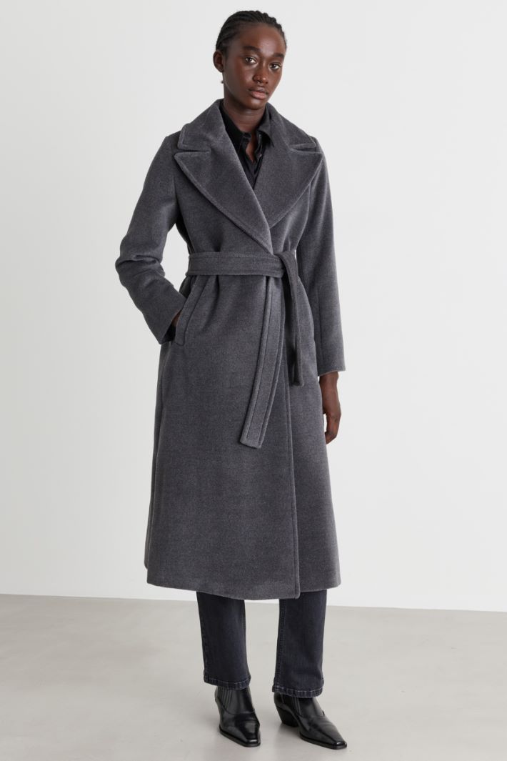 Oversized-Lapel Coat - GREY - Intrend - 2