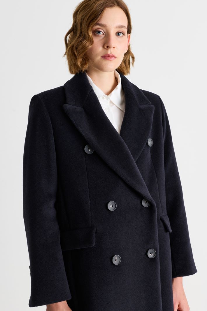 Oversized beaver wool coat - BLUE - Intrend - 3