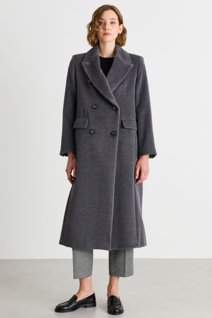 Oversized beaver wool coat - GREY - Intrend - 2