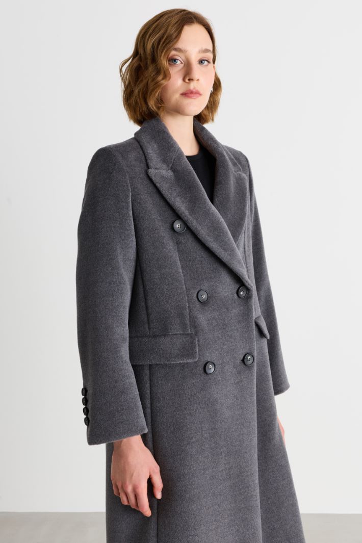 Oversized beaver wool coat - GREY - Intrend - 3