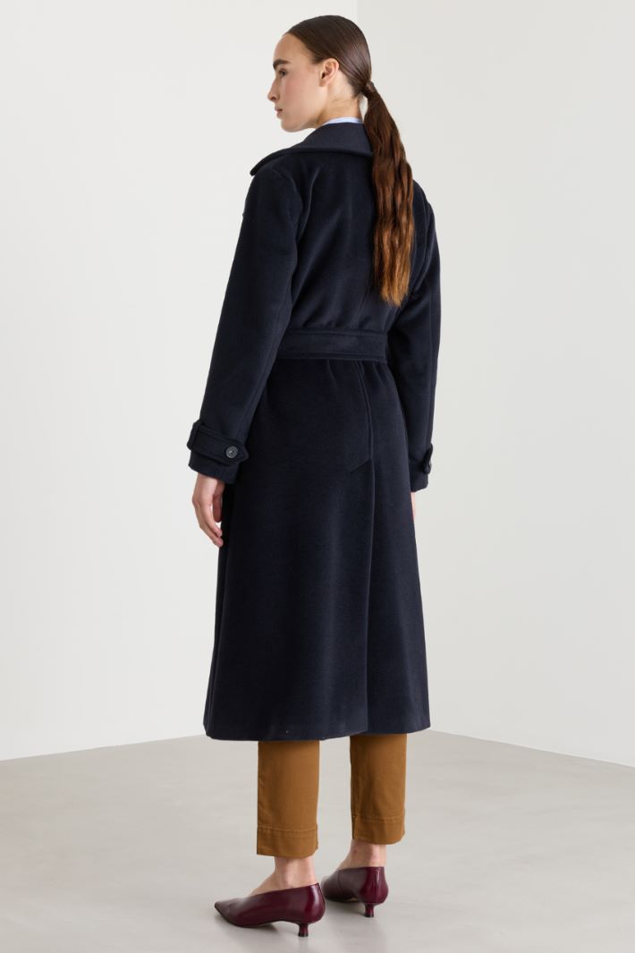 Double-breasted wool coat with cuff tabs - BLUE - Intrend - 4