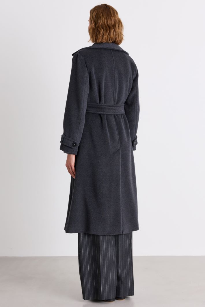 Double-breasted wool coat with cuff tabs - GREY - Intrend - 4