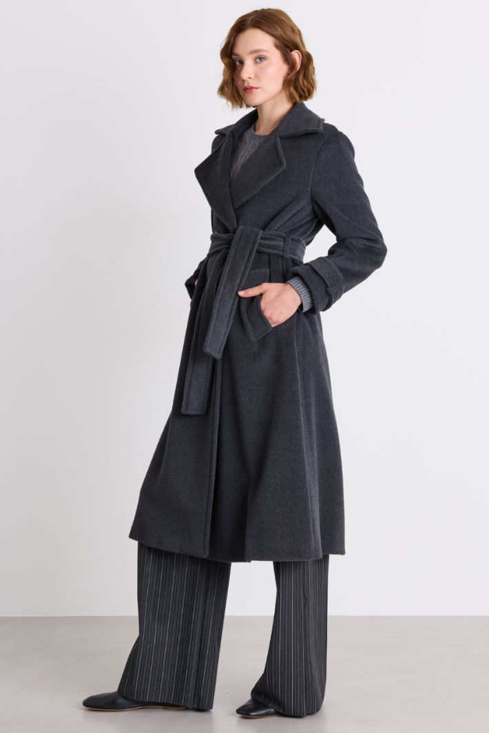 Double-breasted wool coat with cuff tabs - GREY - Intrend - 2
