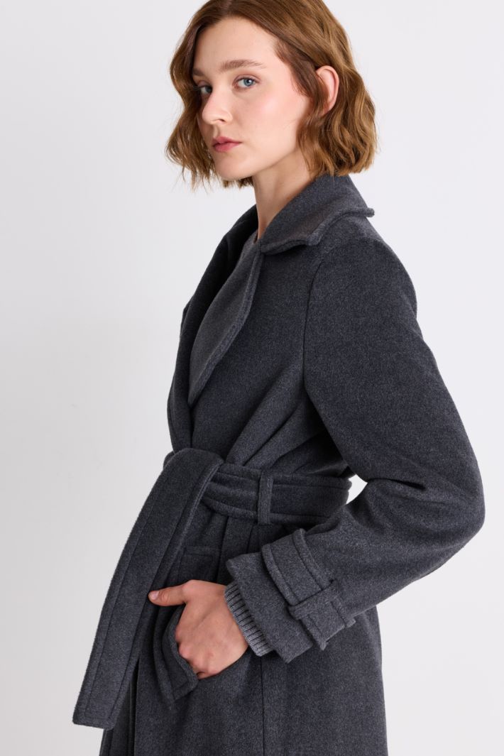 Double-breasted wool coat with cuff tabs - GREY - Intrend - 3