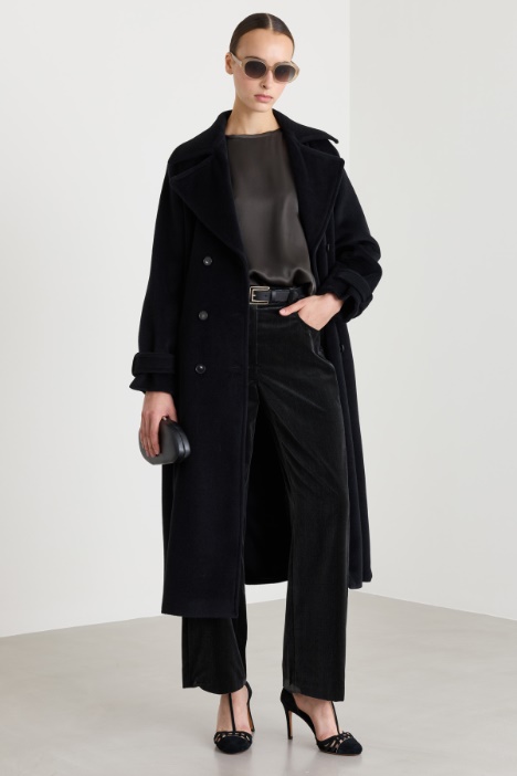 Double-breasted wool coat with cuff tabs - Intrend