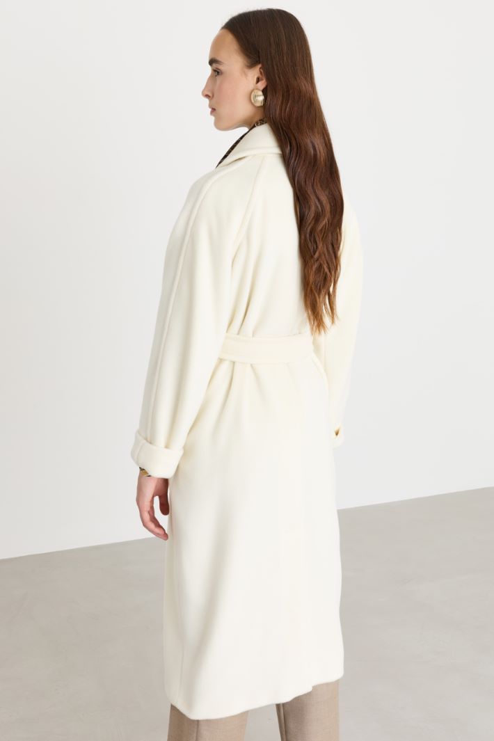 Double-breasted beaver coat - WHITE - Intrend - 4
