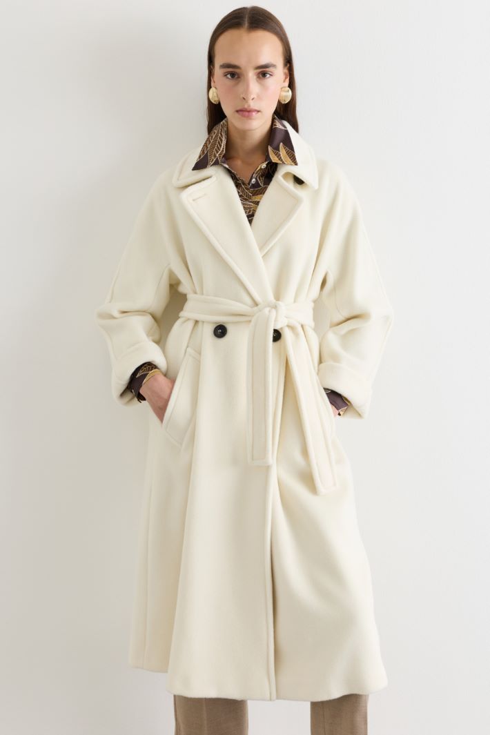 Double-breasted beaver coat - WHITE - Intrend - 2