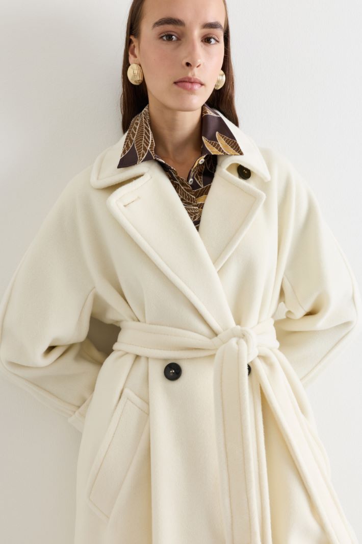 Double-breasted beaver coat - WHITE - Intrend - 3