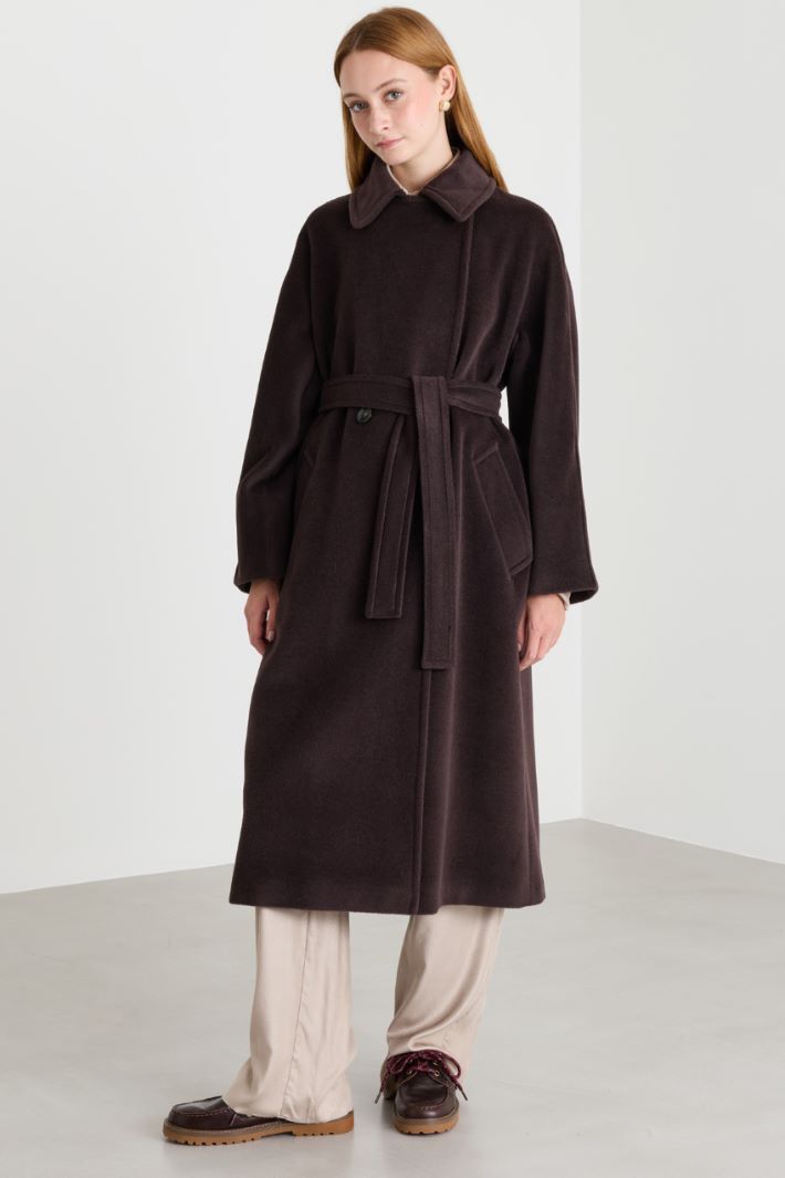 Double-breasted beaver coat - BROWN - Intrend - 2