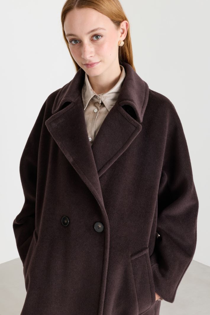 Double-breasted beaver coat - BROWN - Intrend - 3