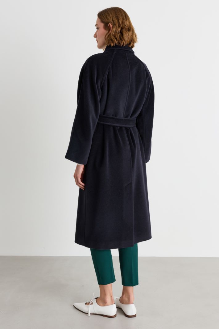 Double-breasted beaver coat - BLUE - Intrend - 4