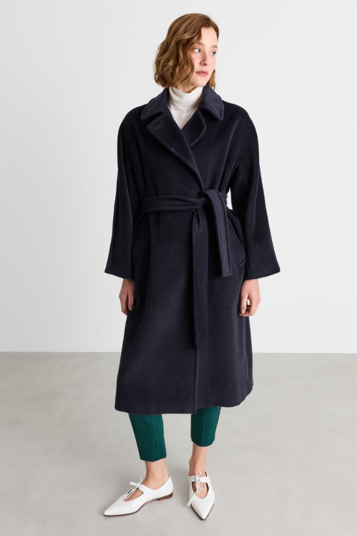 Double-breasted beaver coat - BLUE - Intrend - 2