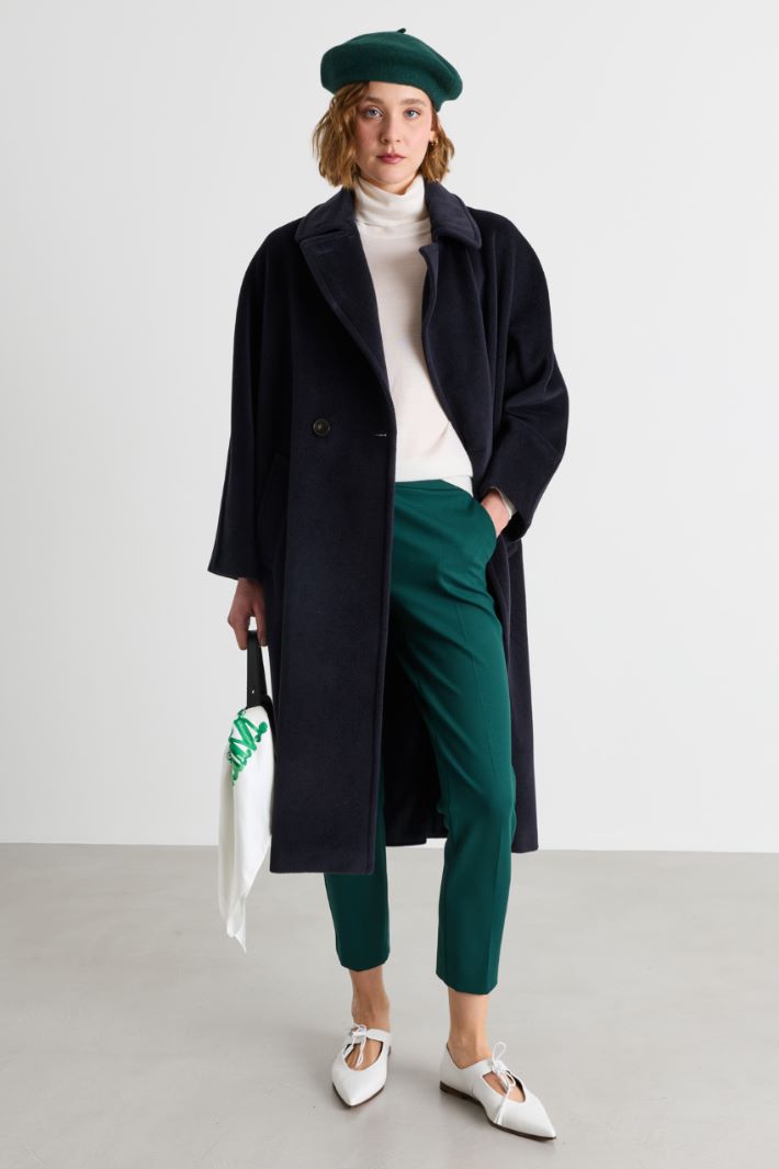 Double-breasted beaver coat - BLUE - Intrend