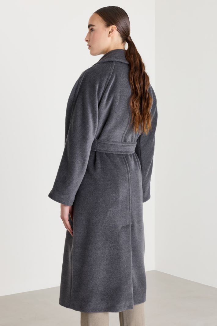 Double-breasted beaver coat - GREY - Intrend - 4