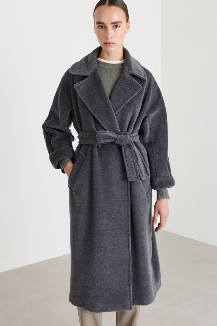 Double-breasted beaver coat - GREY - Intrend - 2