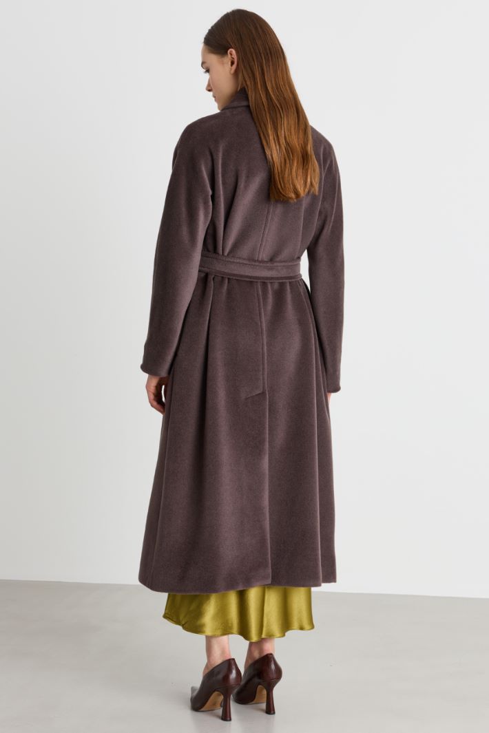 Belted wool beaver coat - BROWN - Intrend - 4