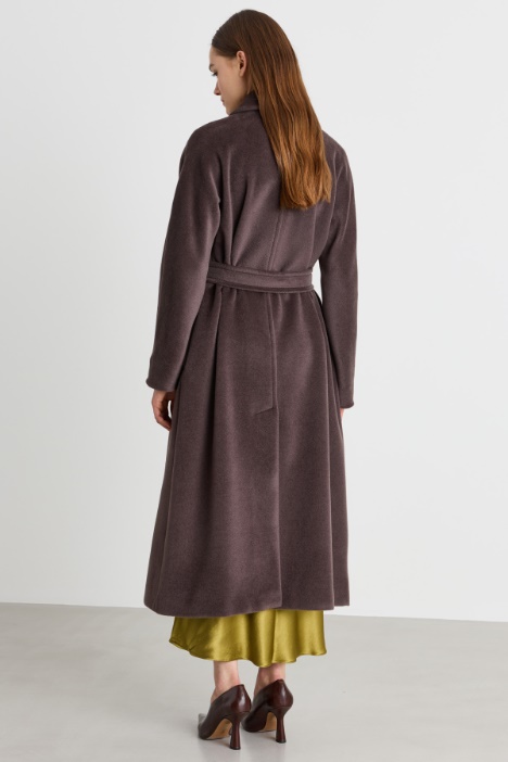 Cappotto in beaver di lana con cintura