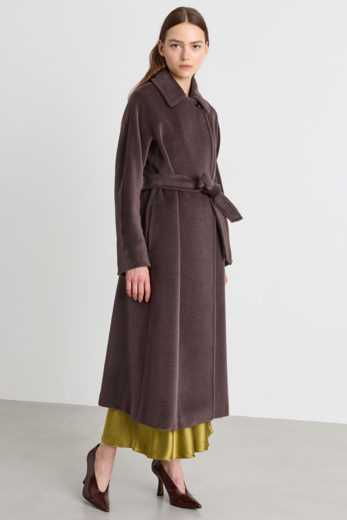 Belted wool beaver coat - BROWN - Intrend - 2