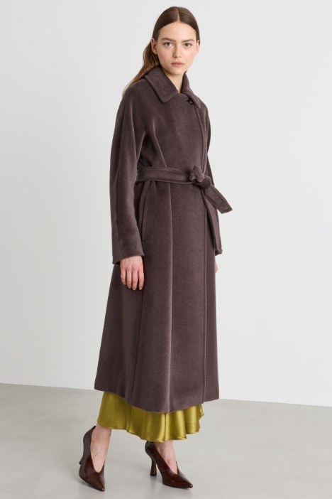 Cappotto in beaver di lana con cintura