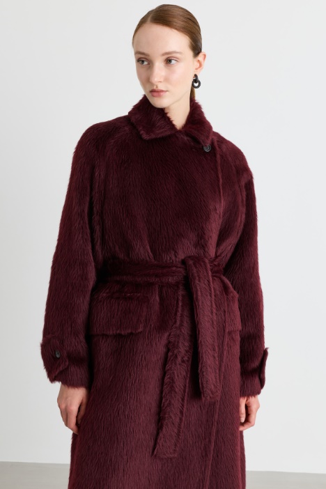 Cappotto lungo doppiopetto in misto alpaca