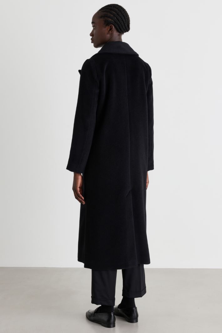 Oversized Lapel Coat - BLACK - Intrend - 4