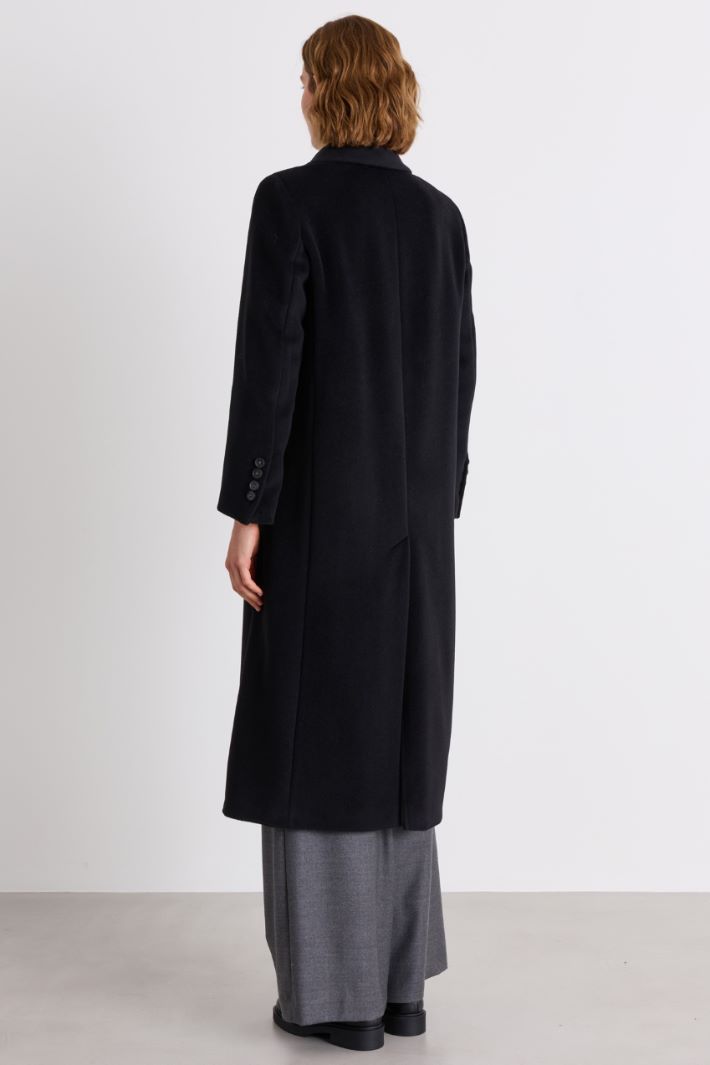 Oversized Beaver Wool Coat - BLACK - Intrend - 4