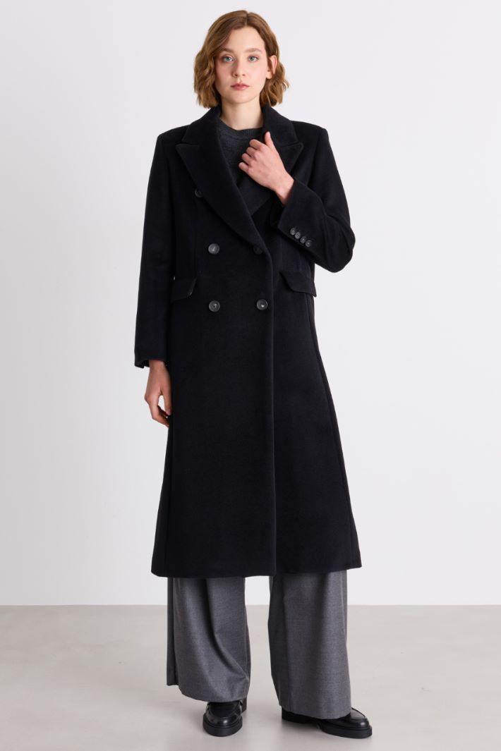 Oversized Beaver Wool Coat - BLACK - Intrend - 2