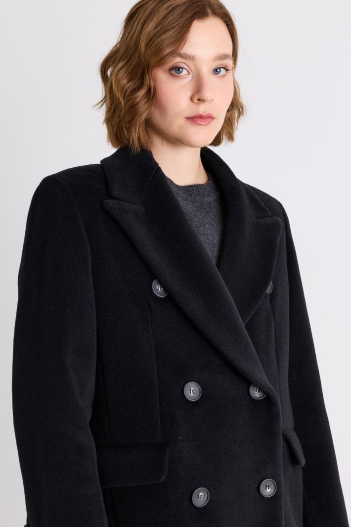 Oversized Beaver Wool Coat - BLACK - Intrend - 3