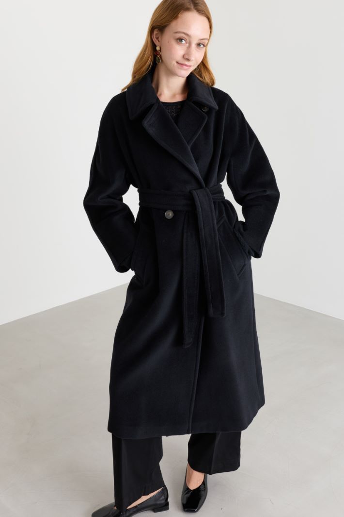 Cappotto doppiopetto in beaver - NERO - Intrend - 2
