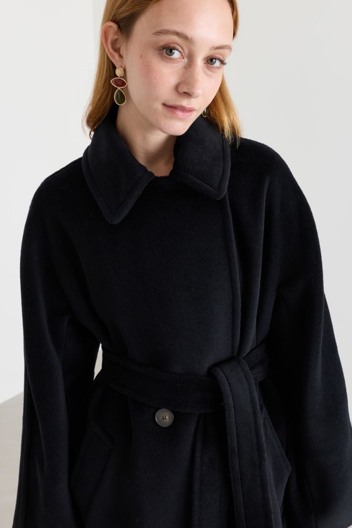 Cappotto doppiopetto in beaver - NERO - Intrend - 3