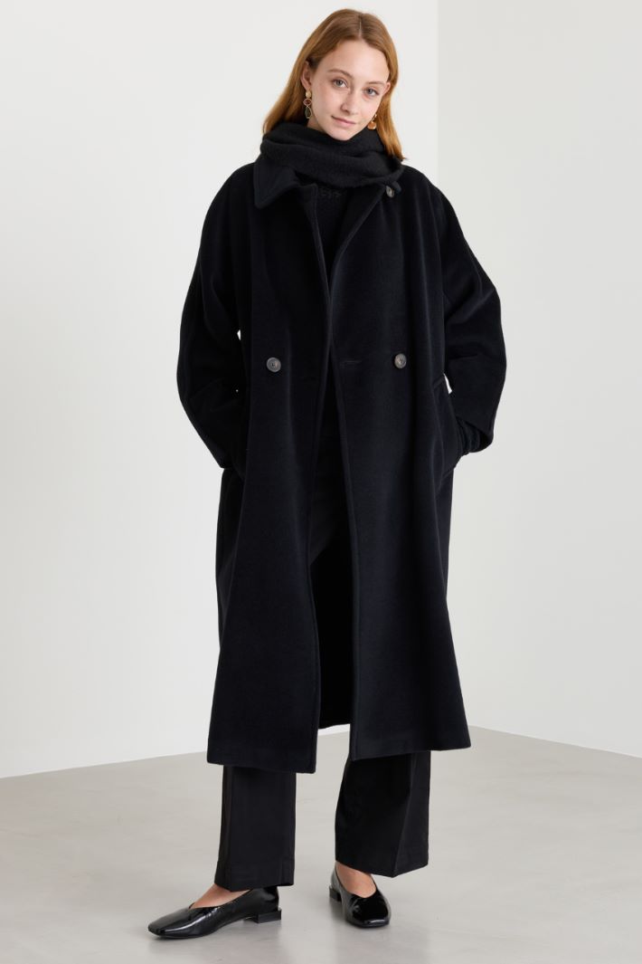 Cappotto doppiopetto in beaver - NERO - Intrend