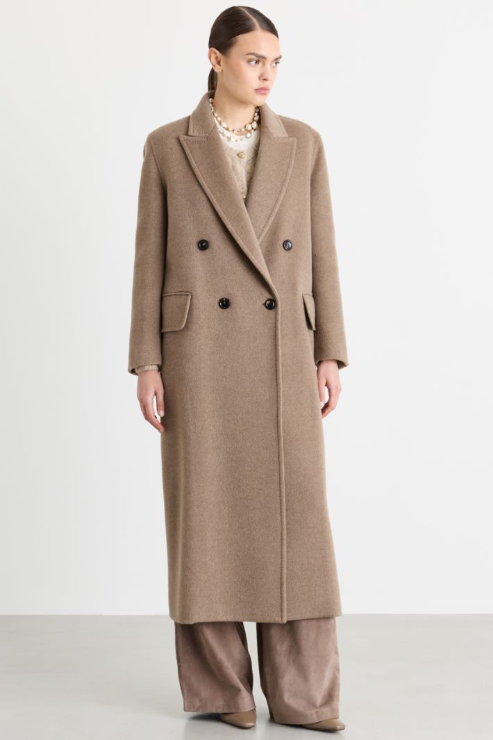 Double-breasted cashmere coat - CAMEL - Intrend - 2