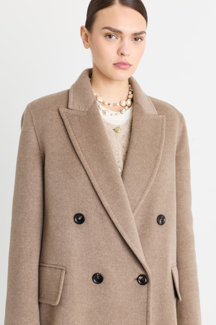 Double-breasted cashmere coat - CAMEL - Intrend - 3