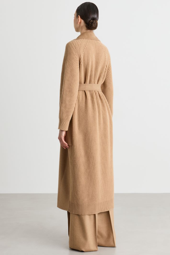 Manteau peignoir à empiècements en maille - CHAMEAU - Intrend - 4