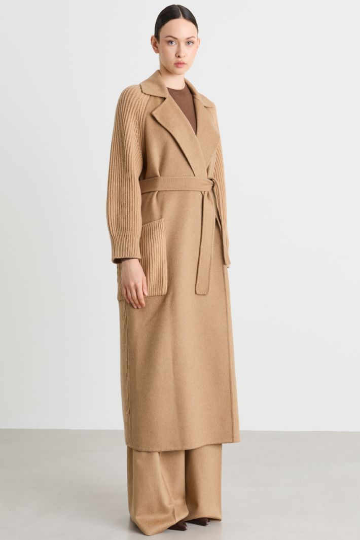 Manteau peignoir à empiècements en maille - CHAMEAU - Intrend - 2