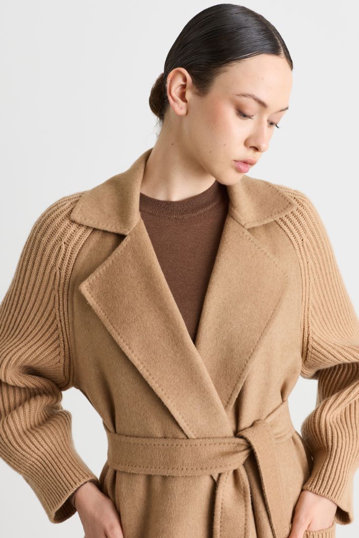 Manteau peignoir à empiècements en maille - CHAMEAU - Intrend - 3