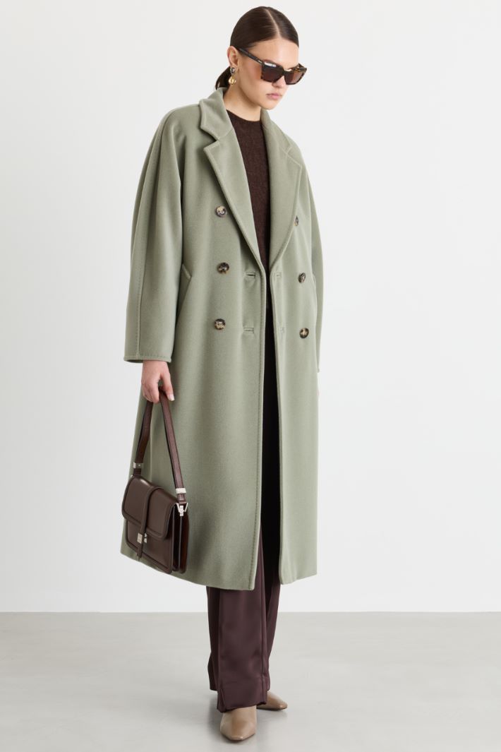 Cappotto in beaver con cintura - VERDE - Intrend