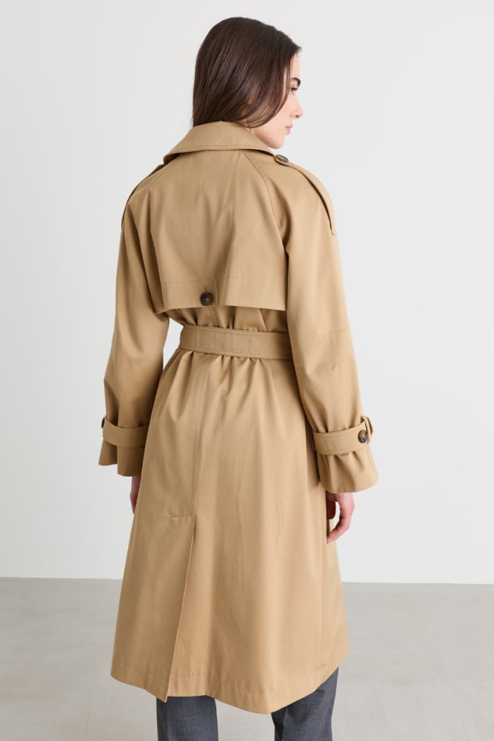 Belted double-breasted trench coat - CAMEL - Intrend - 4
