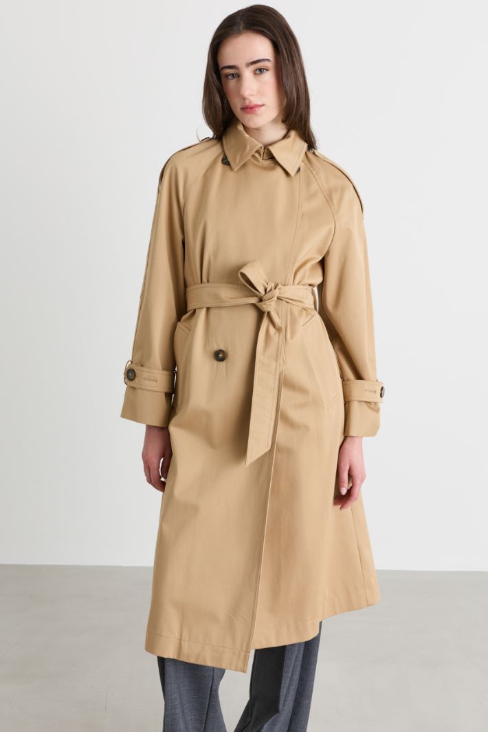 Belted double-breasted trench coat - CAMEL - Intrend - 2