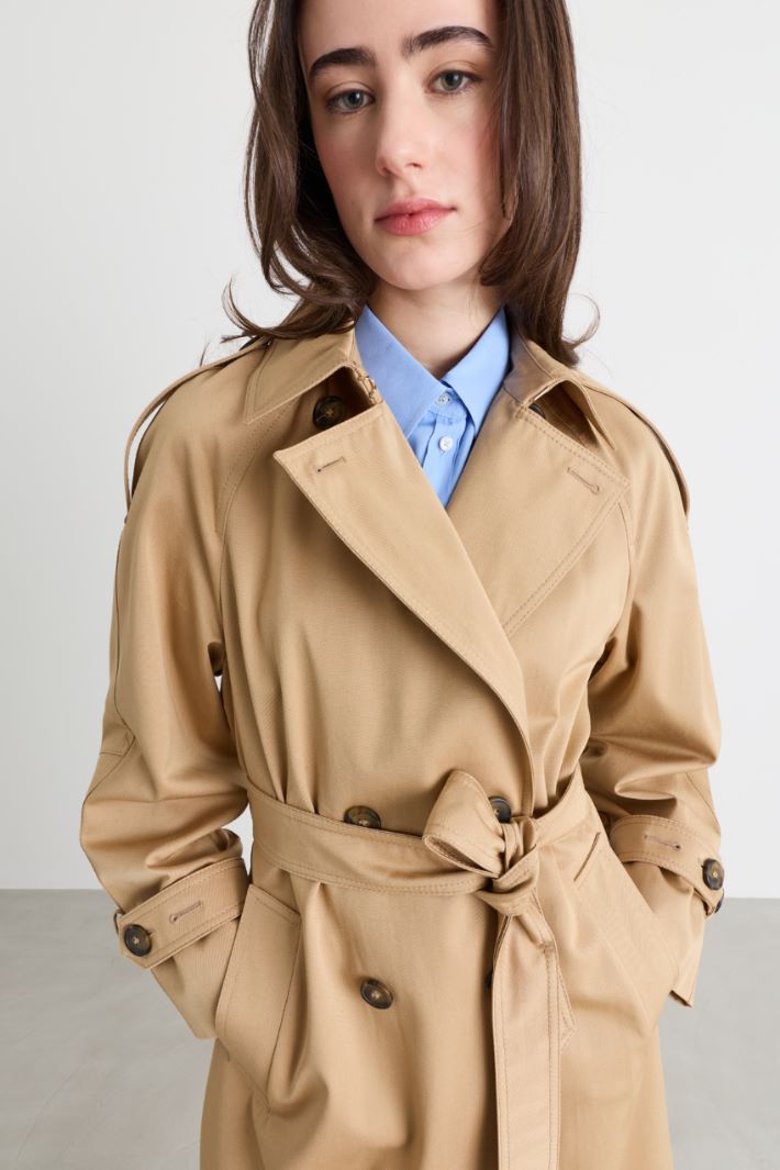 Belted double-breasted trench coat - CAMEL - Intrend - 3