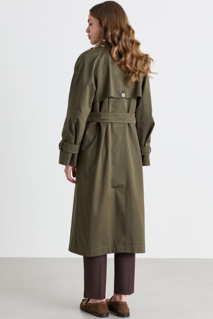 Belted double-breasted trench coat - GREEN - Intrend - 4
