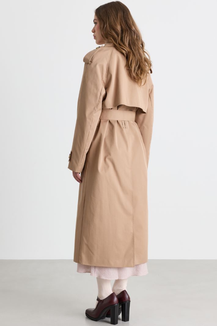 Double-breasted gabardine trench coat - BEIGE - Intrend - 4