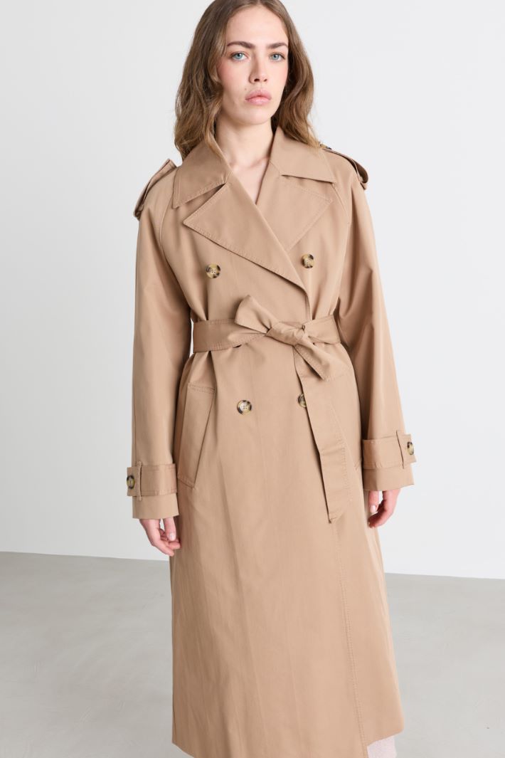 Double-breasted gabardine trench coat - BEIGE - Intrend - 2