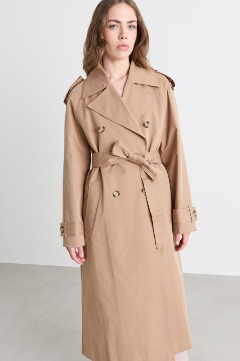 Trench doppiopetto in gabardina di cotone