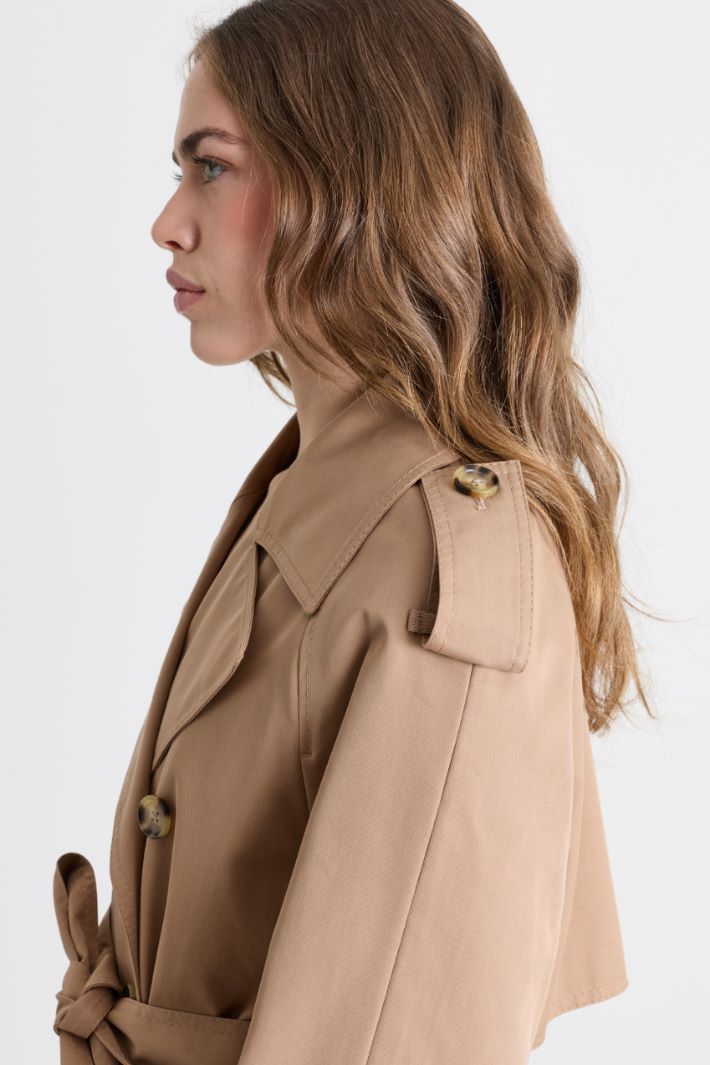 Double-breasted gabardine trench coat - BEIGE - Intrend - 3