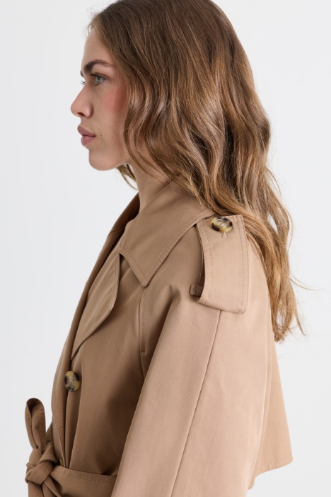 Trench doppiopetto in gabardina di cotone