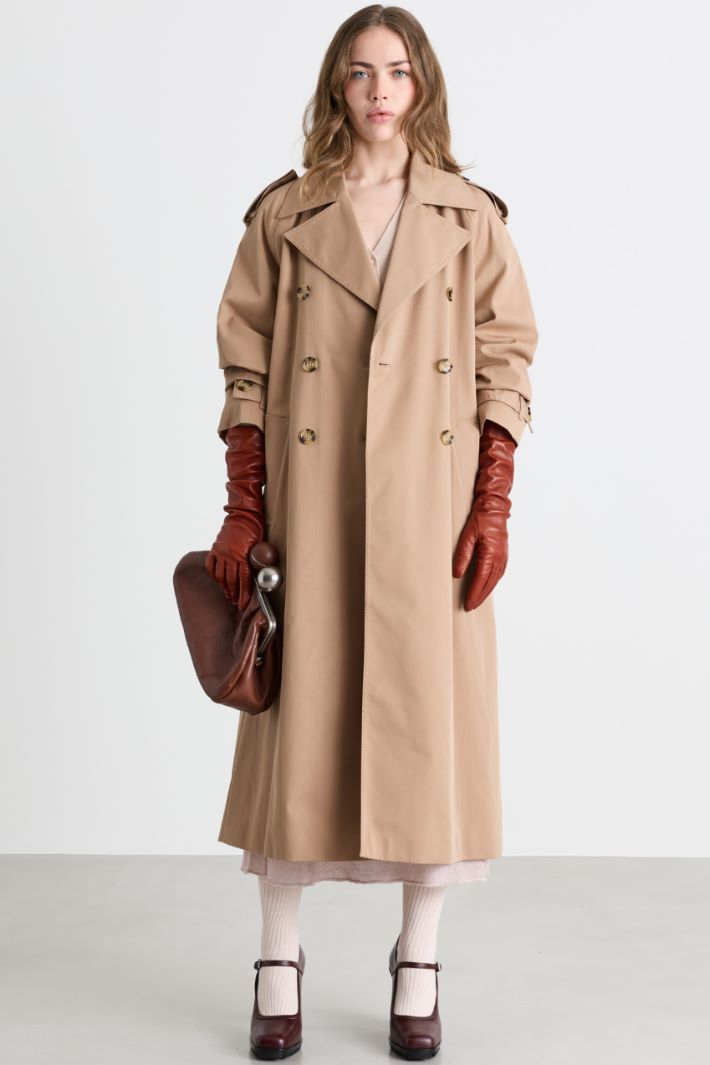 Double-breasted gabardine trench coat - BEIGE - Intrend