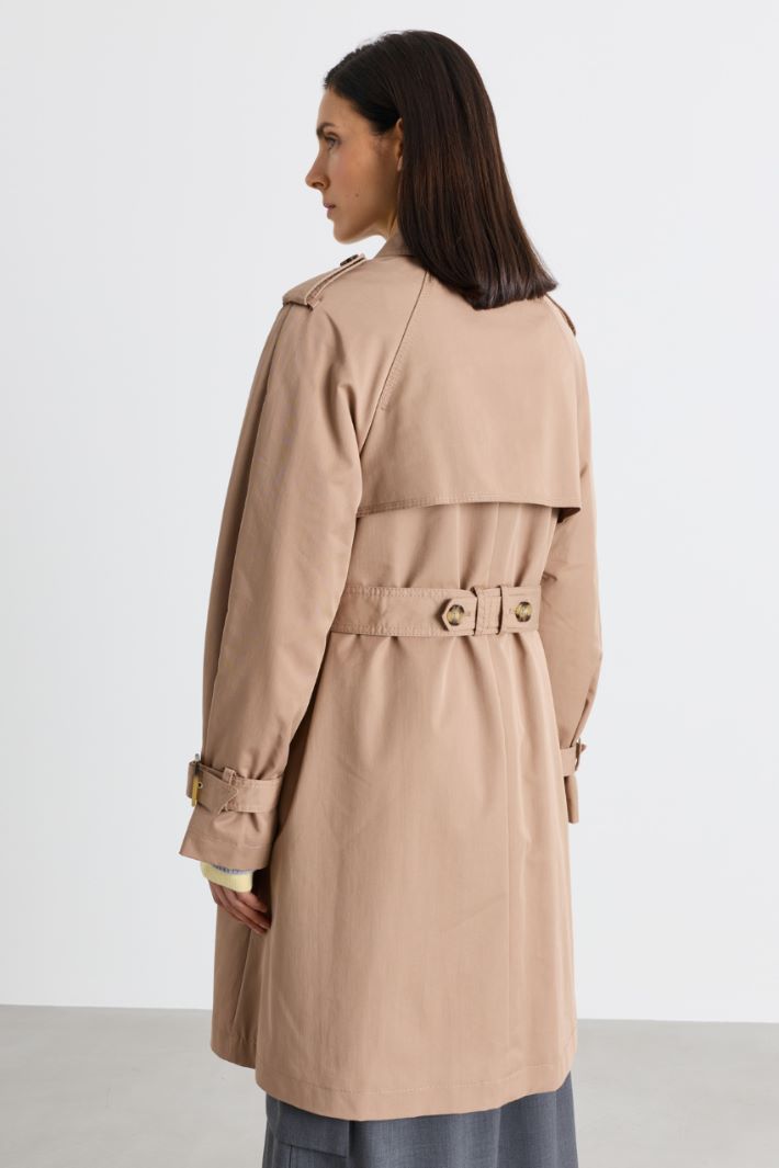Single-breasted Gabardine Trench Coat - CAMEL - Intrend - 4